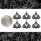 Gunmetal Finish Brass Leafy Triangle Two Ring Connectors - Set of Six - G-2C48